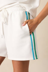 Quick Moves Ivory Drawstring Athletic Shorts