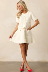 Every Moment Matters Ivory Button Front Mini Skirt