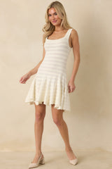 Set In Motion Ivory Textured Knit Sleeveless Mini Dress