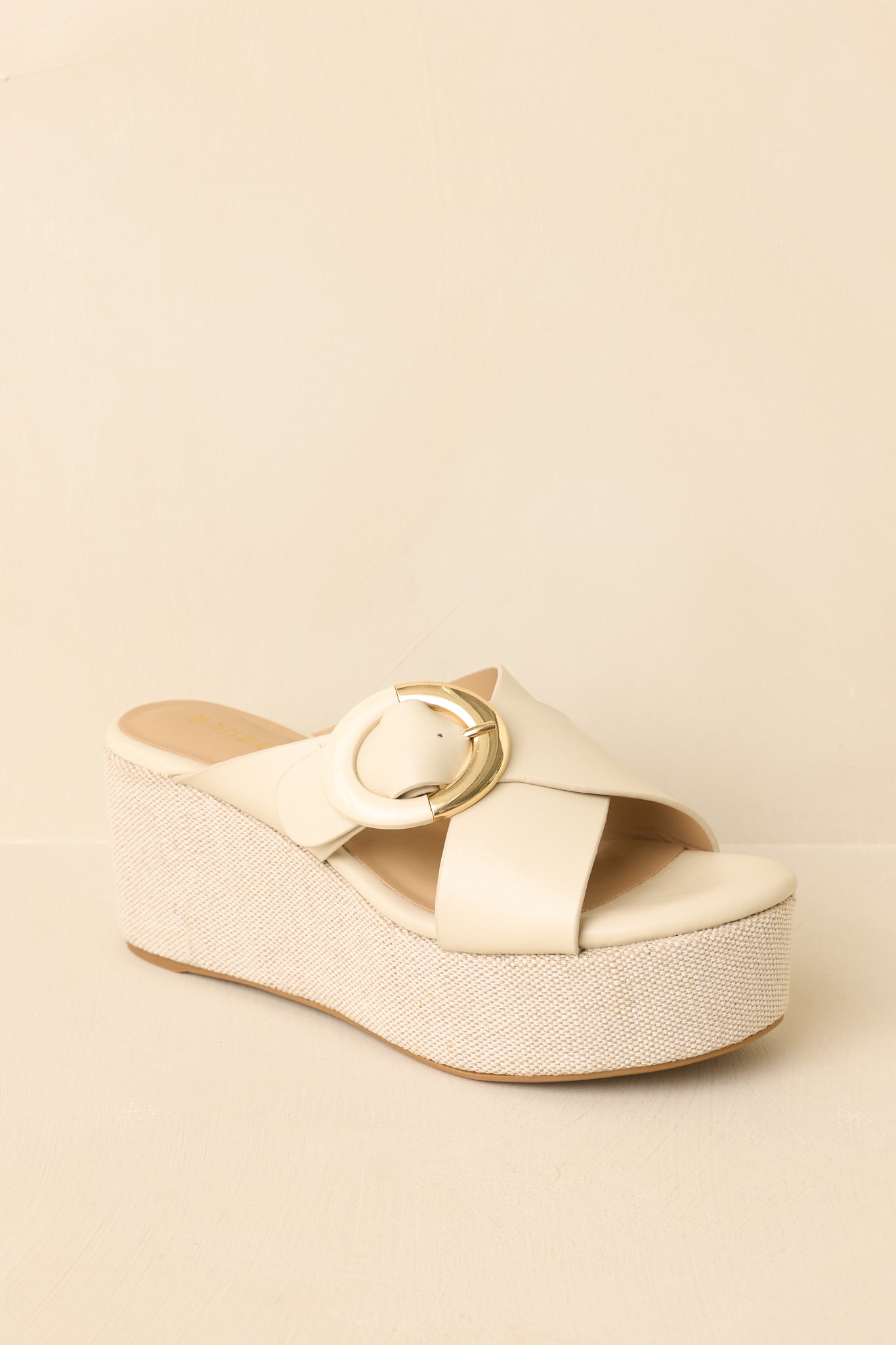 Feeling Elated & Elevated Ivory Faux Leather Platform Wedge Sandals