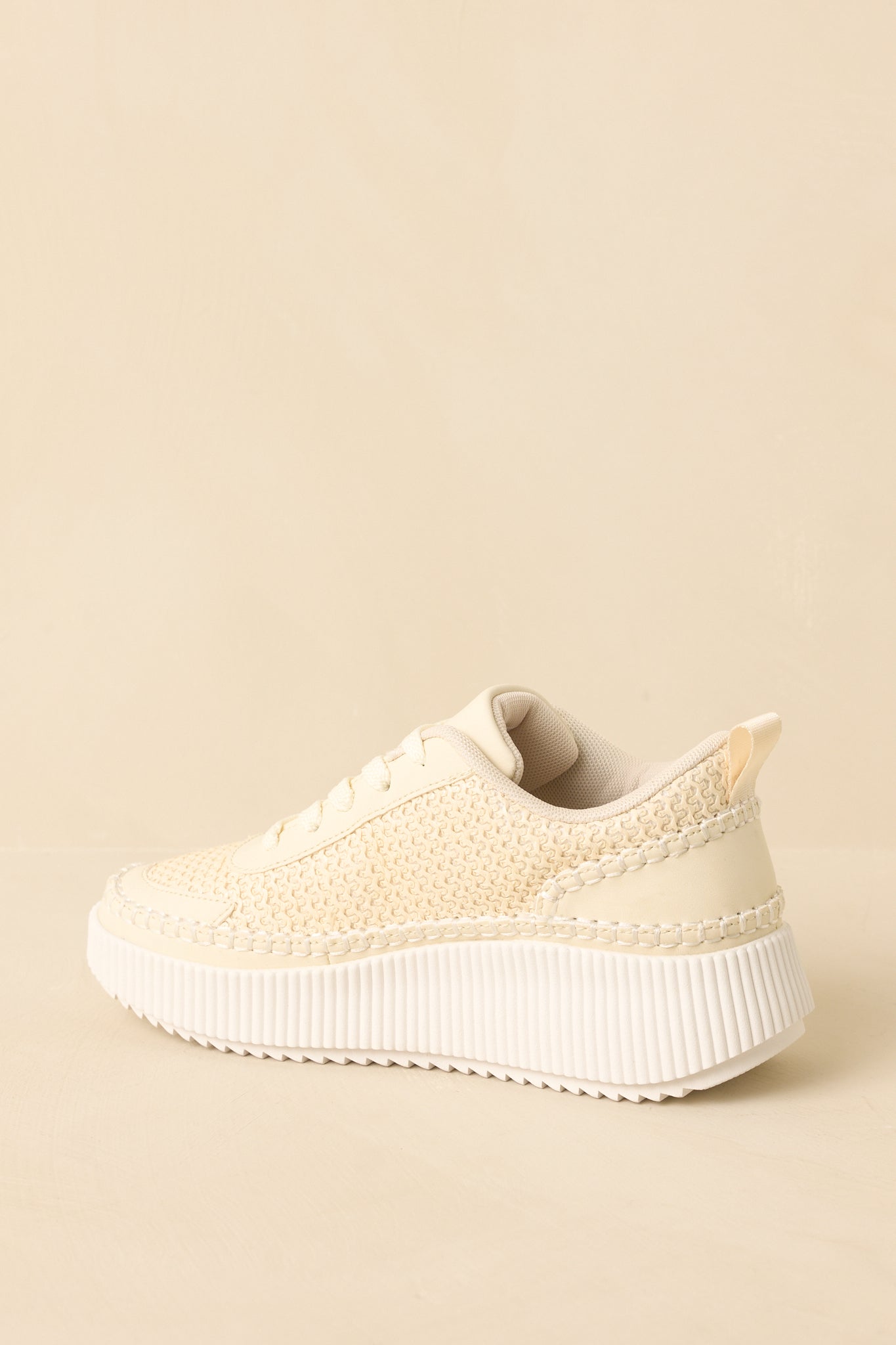 Right on Track Ivory Knit Platform Sneakers