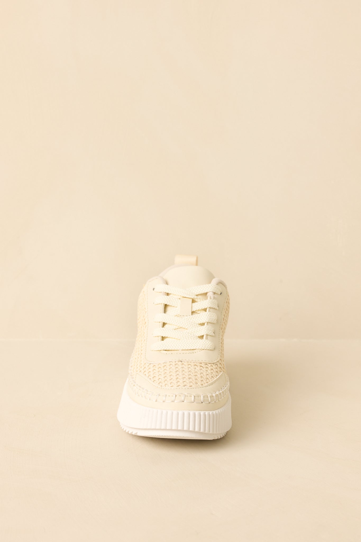 Right on Track Ivory Knit Platform Sneakers