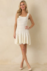 Set In Motion Ivory Textured Knit Sleeveless Mini Dress