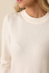 Never In Question Ivory Long Sleeve Crewneck Sweater