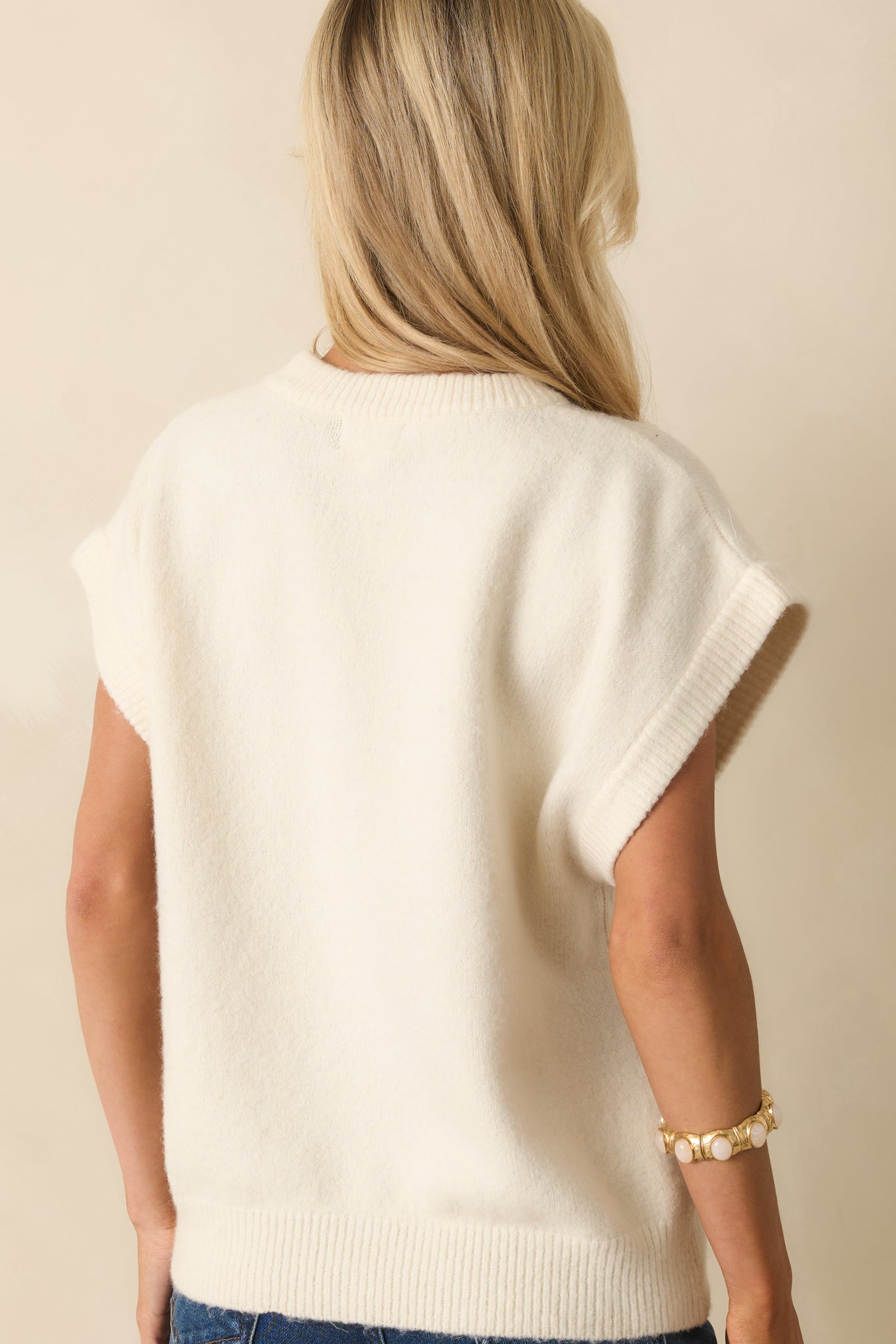 That's About Right Ivory Knit Oversized Short Sleeve Sweater
