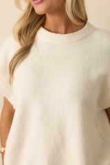 That's About Right Ivory Knit Oversized Short Sleeve Sweater