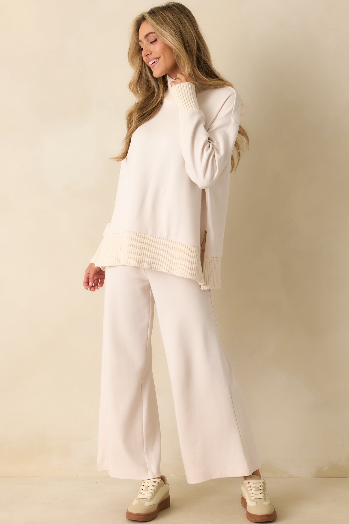 Z Supply Ivory Sable Mock Neck Sweater
