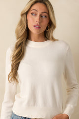Never In Question Ivory Long Sleeve Crewneck Sweater