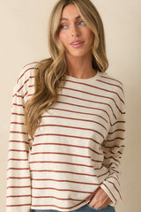 Thread & Supply Cinnamon Brown Stripe Nellie Top