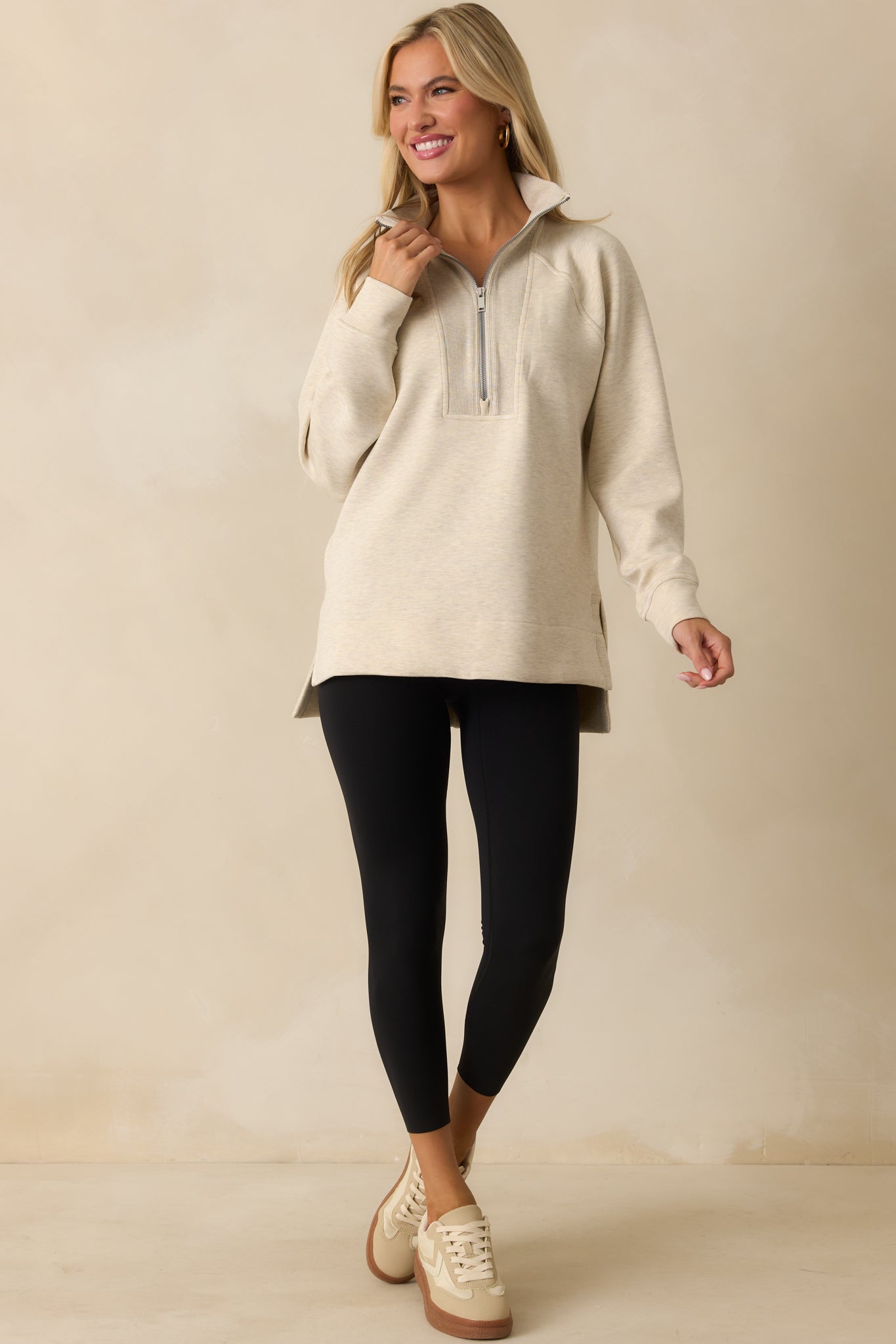 SPANX AirEssentials® Ivory Brushed Half Zip Tunic