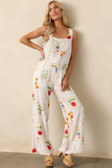 Where Sunlight Stays Ivory Floral Patchwork Wide Leg Pants