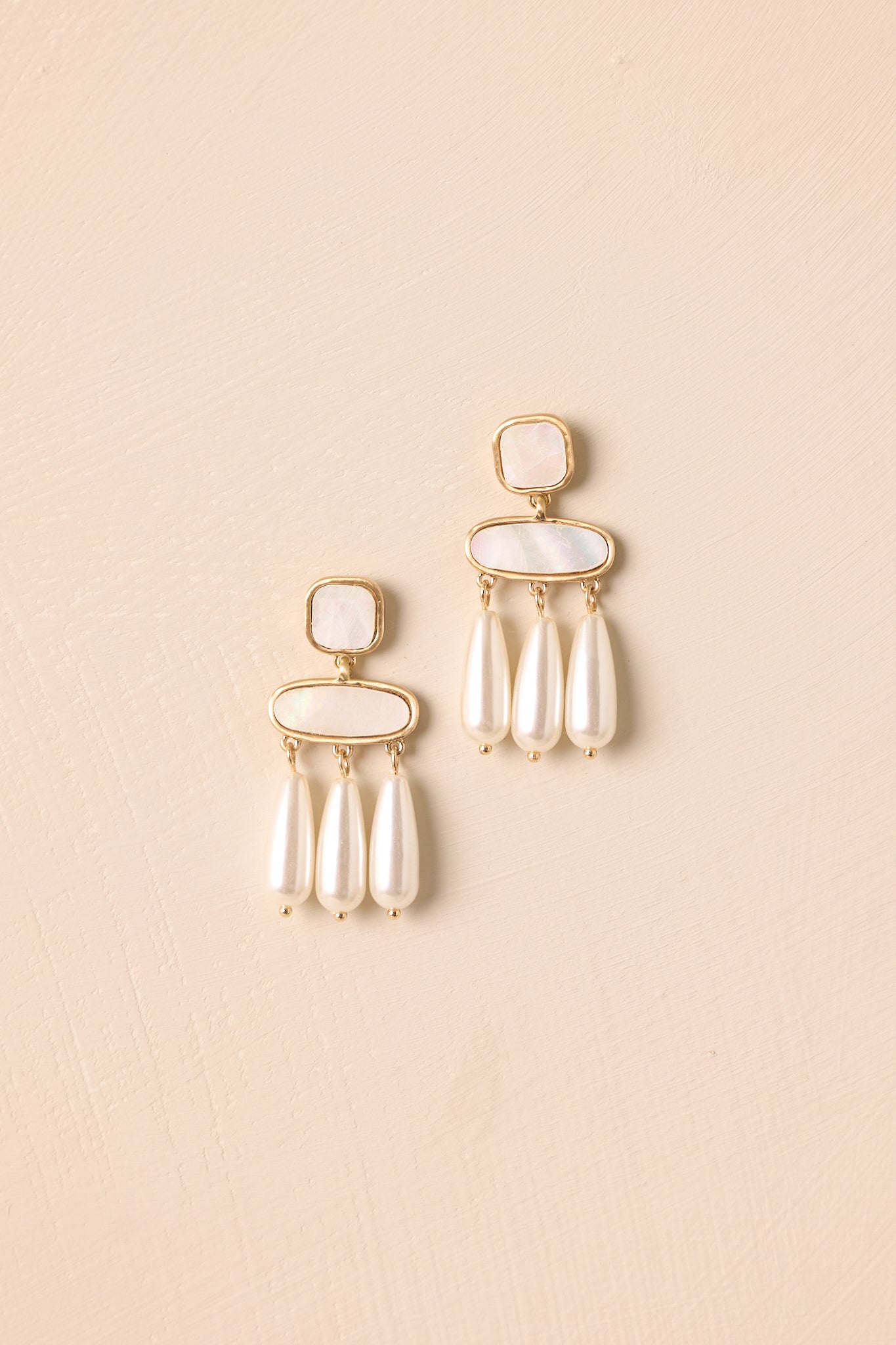 Can't Keep Waiting Gold Ivory Pearlescent Drop Earrings