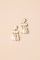 Can't Keep Waiting Gold Ivory Pearlescent Drop Earrings
