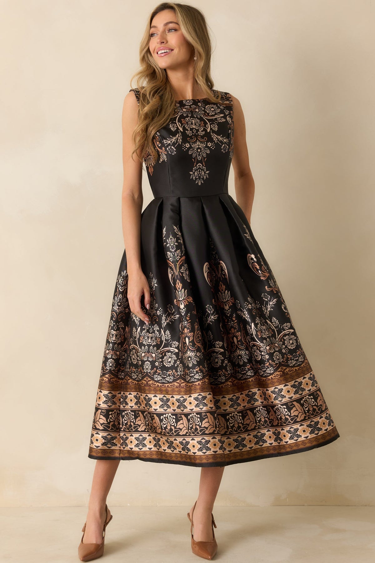 Twilight Opus Black Multi Jacquard Sleeveless Maxi Dress