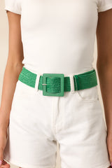 Everything Falls Into Place Kelly Green Woven Straw Belt