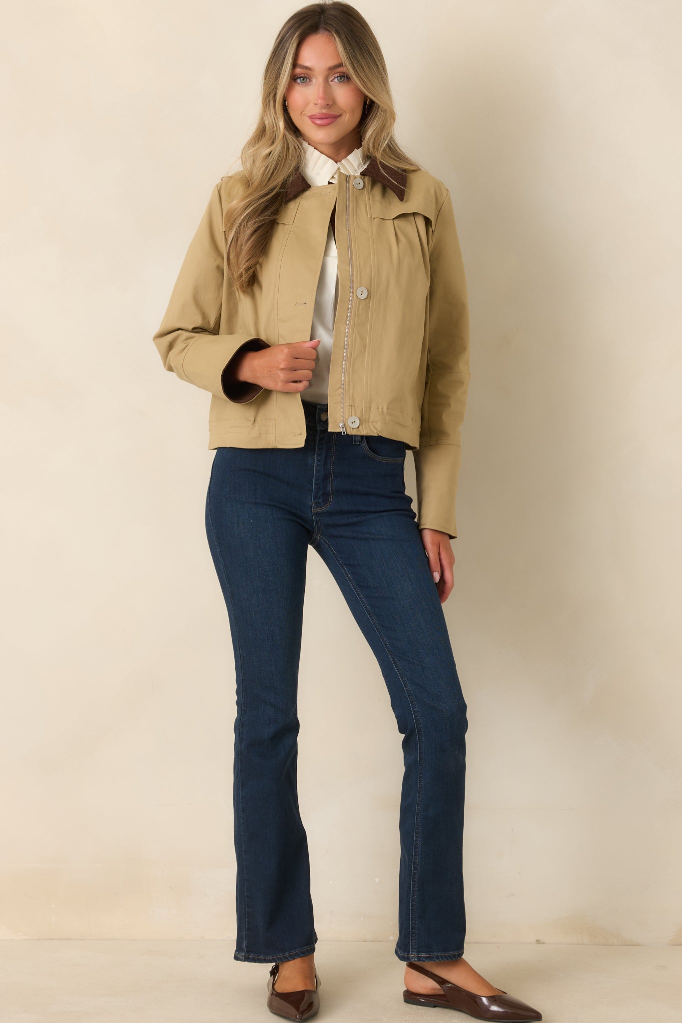 Country Mile Khaki Cotton Cropped Jacket