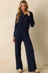 FRNCH Navy Blue Chedid Collared Sweater