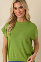 Good Things Ahead Lime Green Knit Short Sleeve Sweater