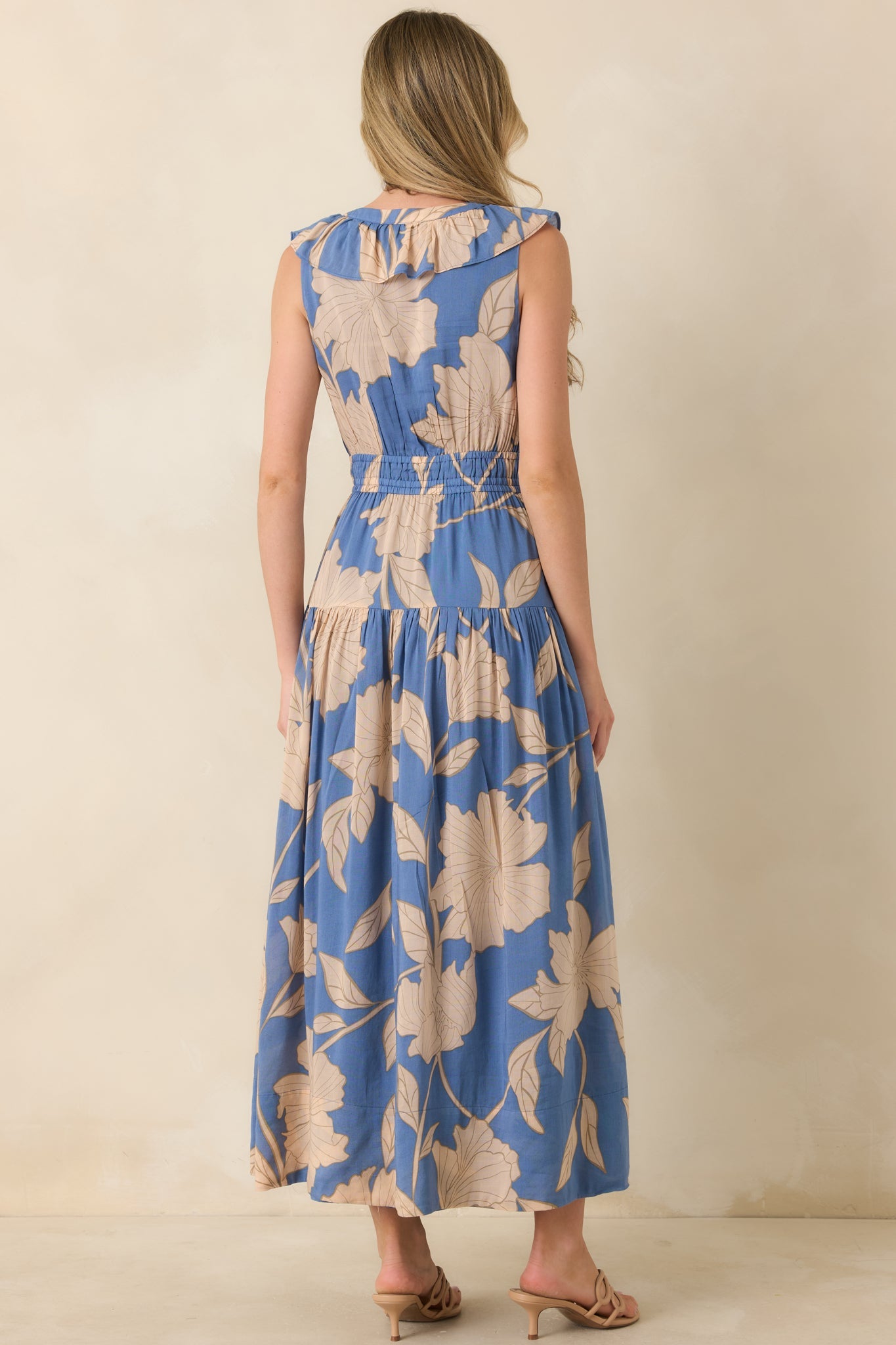 Z Supply Malene Lake Blue Blooming Floral Maxi Dress
