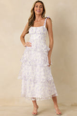 Living In Wonderland Lavender Tulip Floral Midi Dress