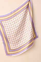 At First Light Lavender Multi Equestrian Print Satin Scarf