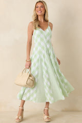 Sweetest Picnic Mint Green Gingham Midi Dress