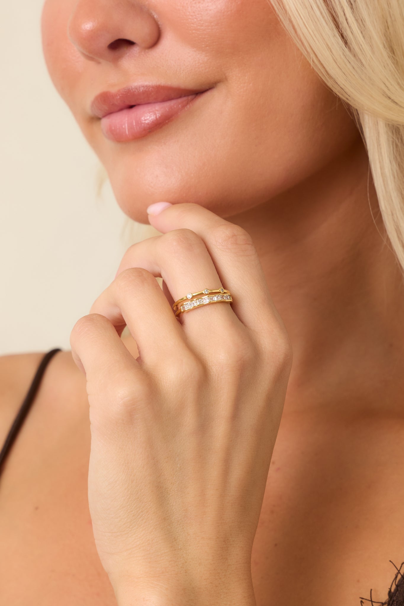 Together Always Gold & Crystal Adjustable Ring