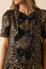 Until Then Gold Leopard Print Jacquard Mini Dress