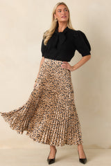 Call of the Wild Leopard Satin Pleated Maxi Skirt