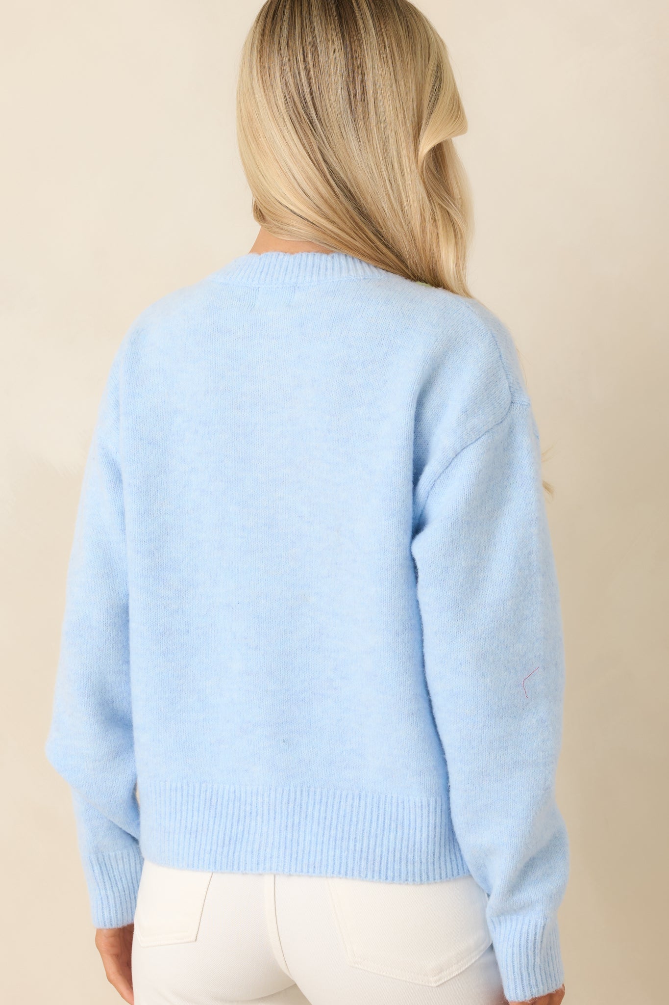 Handpicked Memories Light Blue Floral Appliqué Cardigan