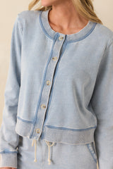 Z Supply Light Blue Cotton Daily Knit Denim Cardigan