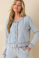 Z Supply Light Blue Cotton Daily Knit Denim Cardigan