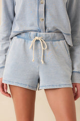 Z Supply Light Blue Cotton Hunter Knit Denim Shorts