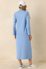Simply Put Together Sky Blue Relaxed Knit Shift Midi Dress