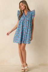 Picked For You Light Blue Floral Cotton Mini Dress