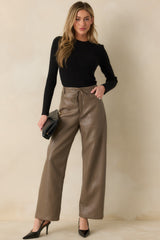 In The Mix Light Brown Faux Leather Wide Leg Pants