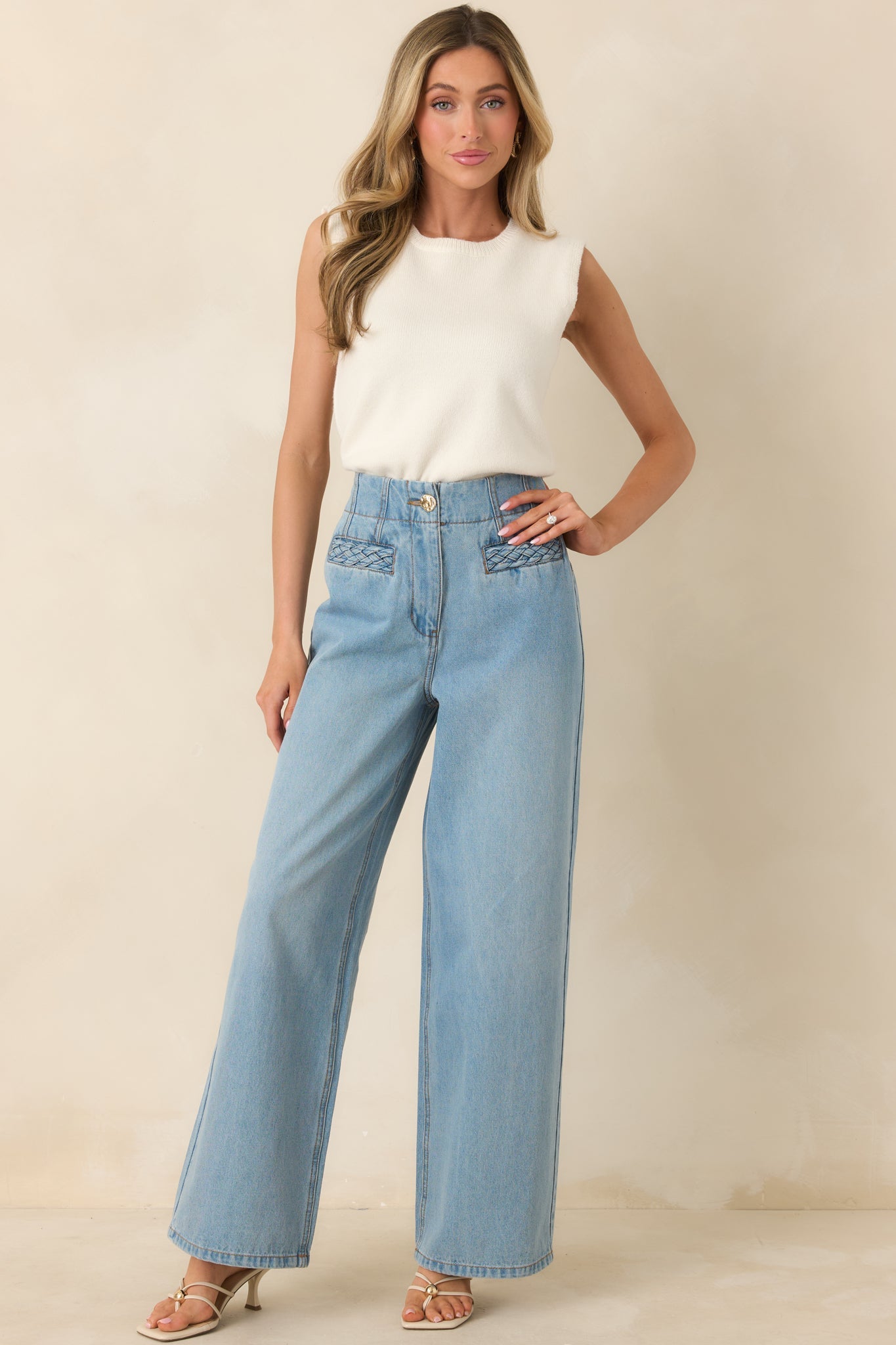 MINKPINK Phoebe Light Wash Straight Leg Cotton Denim Jeans