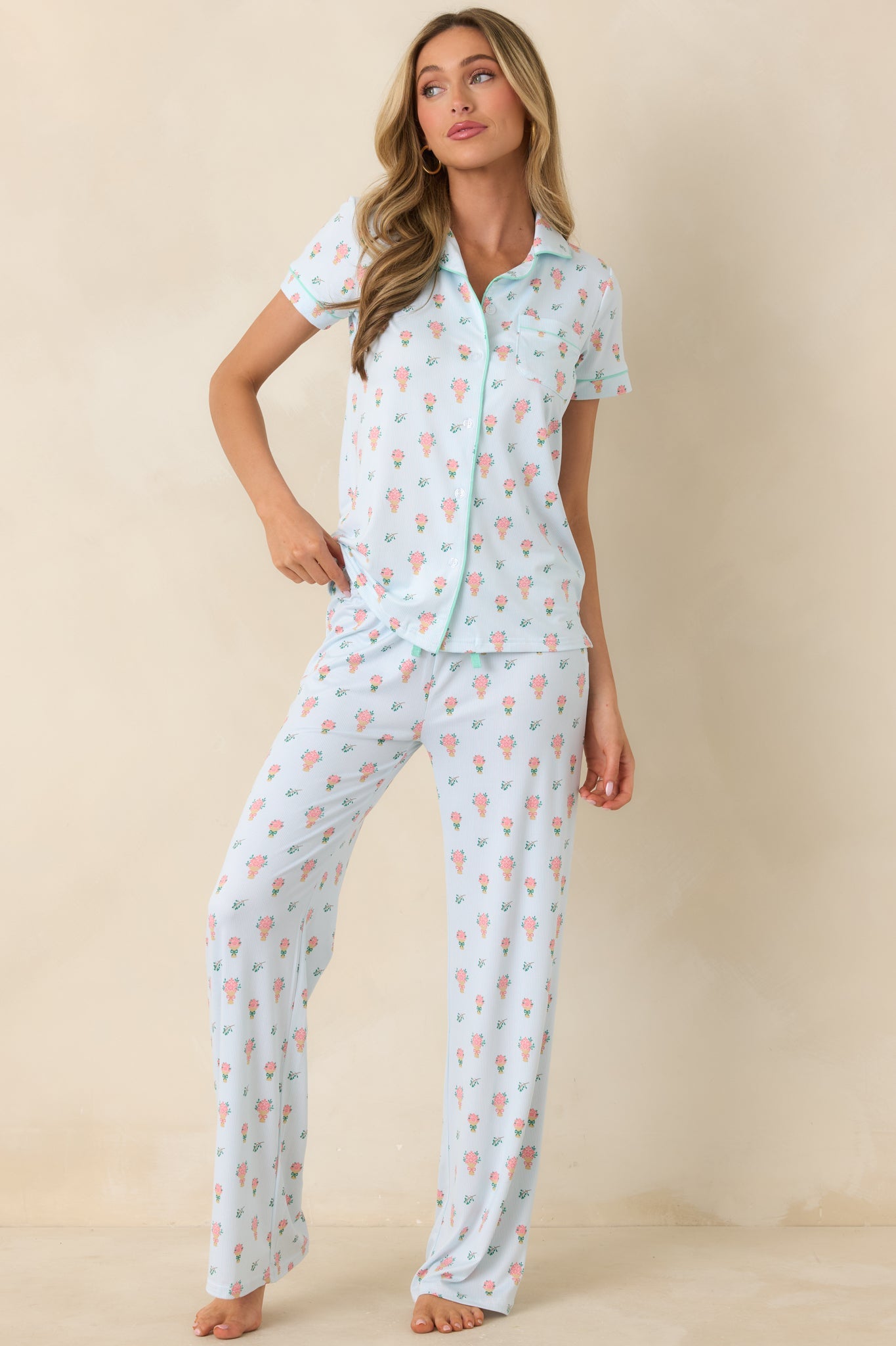 Mint to Be Mine Mint Green Multi Floral Pajama Pants