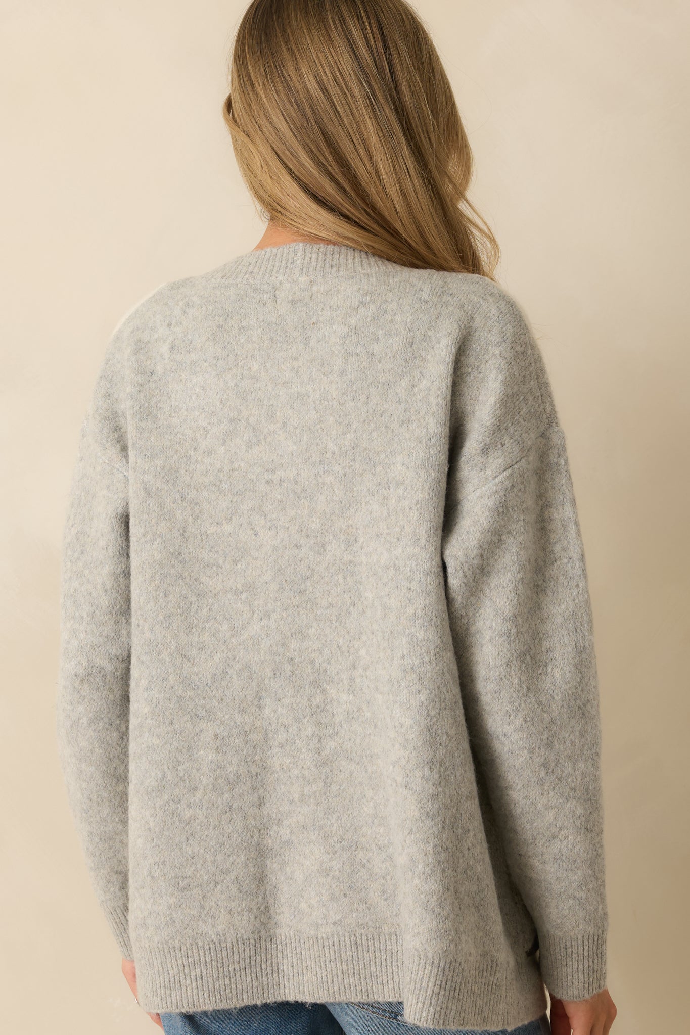 Make Some Room Light Grey Multi Argyle Knit Oversized Cardigan