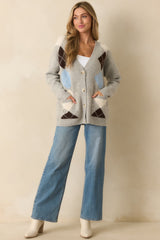 Make Some Room Light Grey Multi Argyle Knit Oversized Cardigan