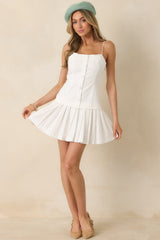 Not Even Trying White Cotton Layered Bodice Mini Dress