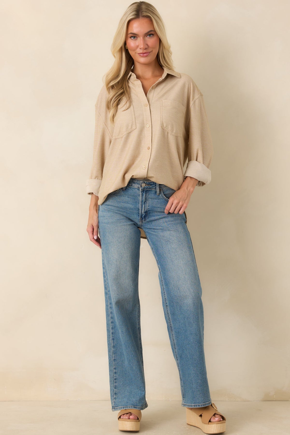 Z Supply Reese Light Toffee Button Up