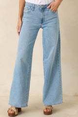 I Have Plans Light Wash Cotton Denim Wide Leg Jeans