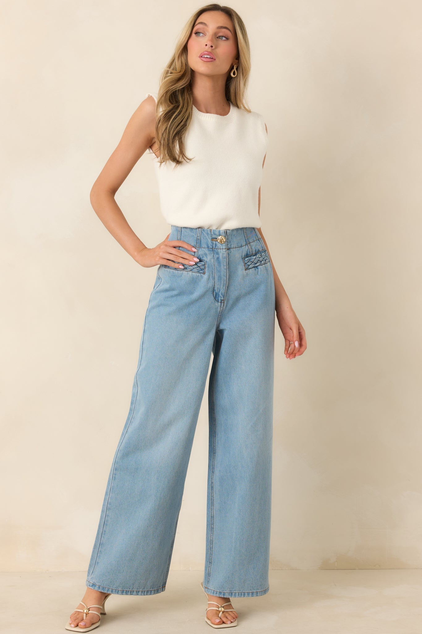 MINKPINK Phoebe Light Wash Straight Leg Cotton Denim Jeans