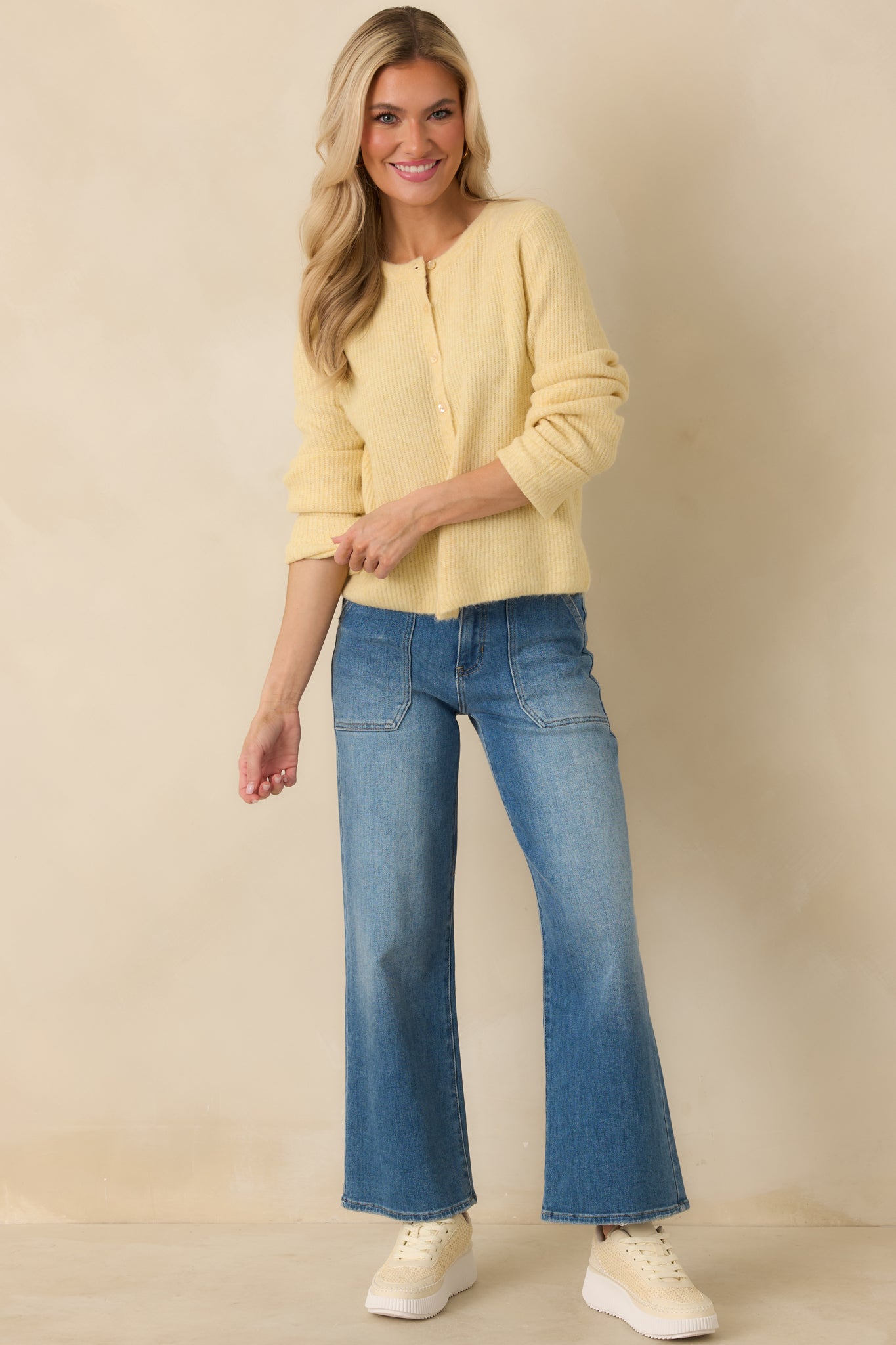 Z Supply Light Yellow Medina Rib Cardi