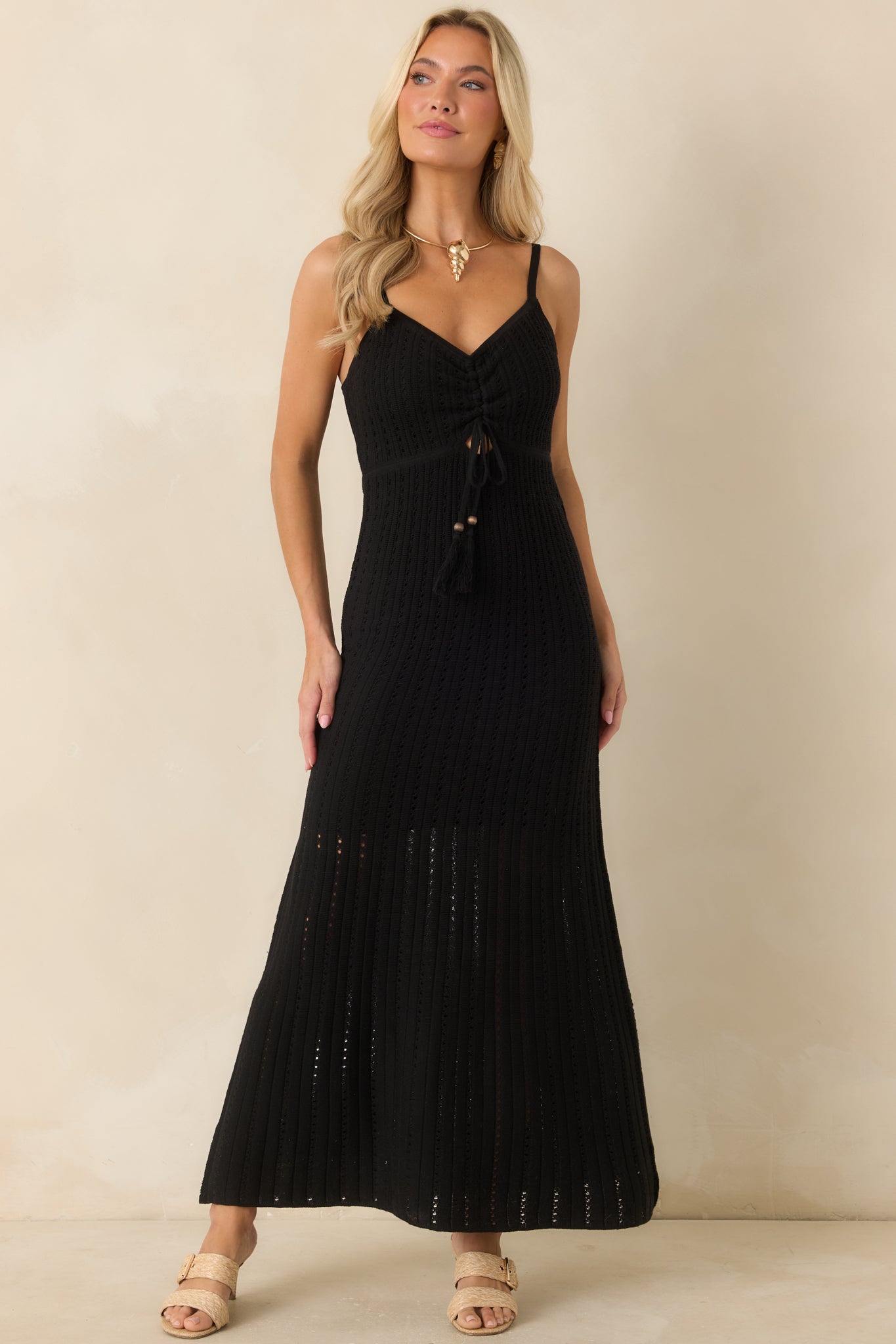 Z Supply Sundra Black Crochet Maxi Dress