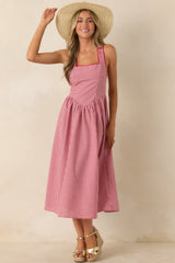 Just Because I Can Red Gingham Open Back Tie Maxi Dress