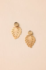 A Radiant Escape Gold Palm Leaf Drop Earrings