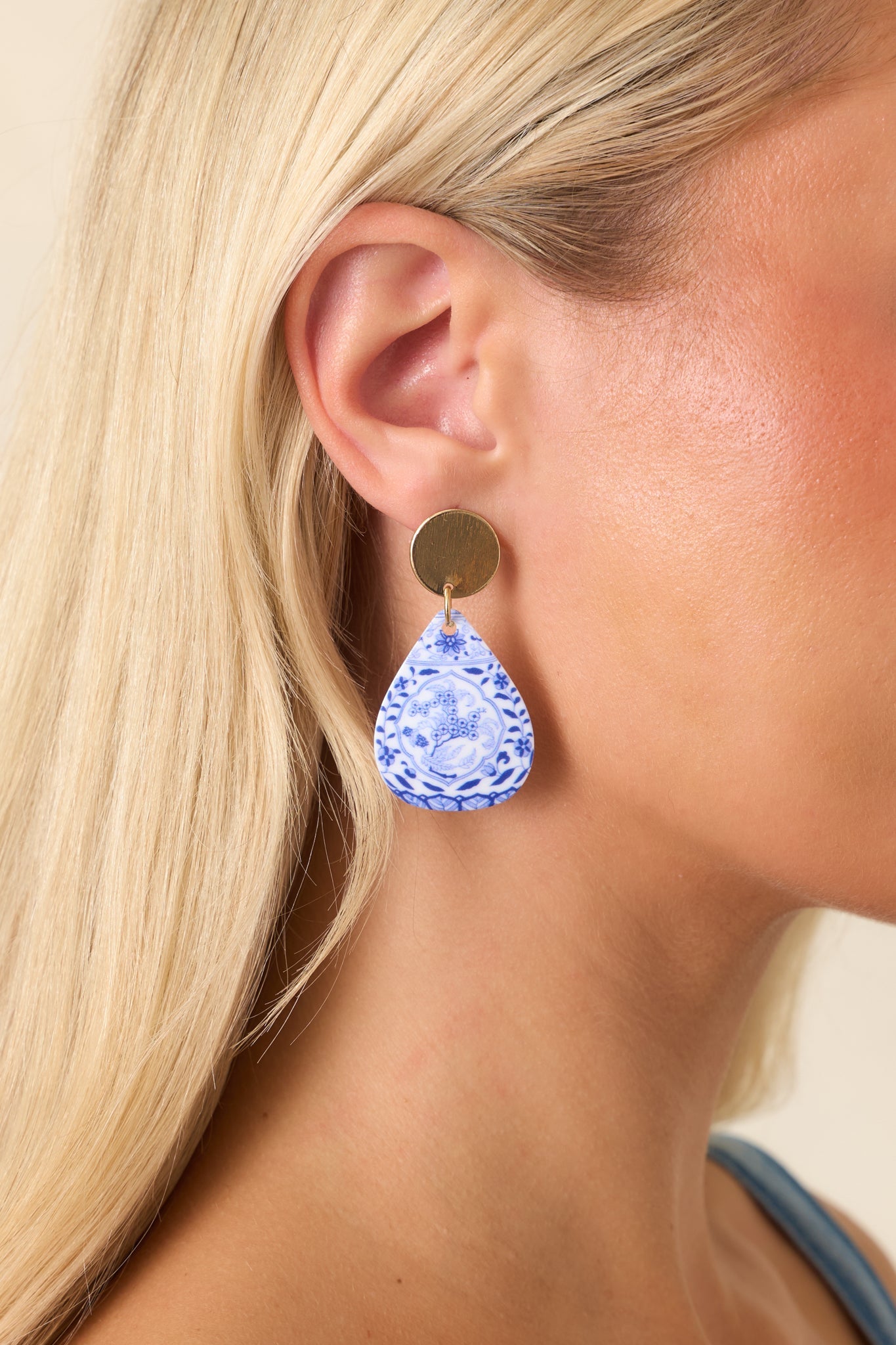 Quite Charming Gold & Blue Drop Earrings