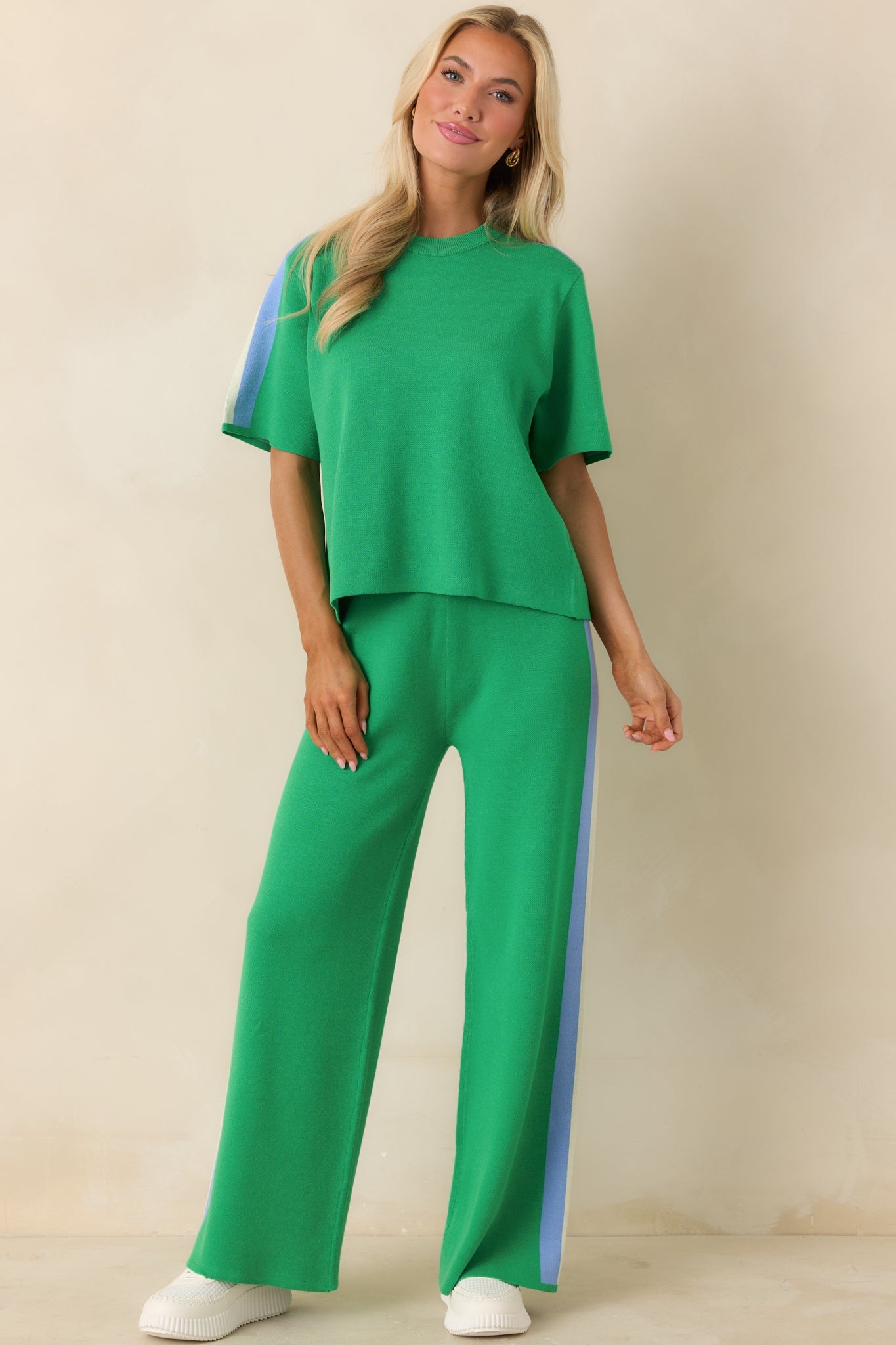I'm Into It Green Multi Knit Stripe Top